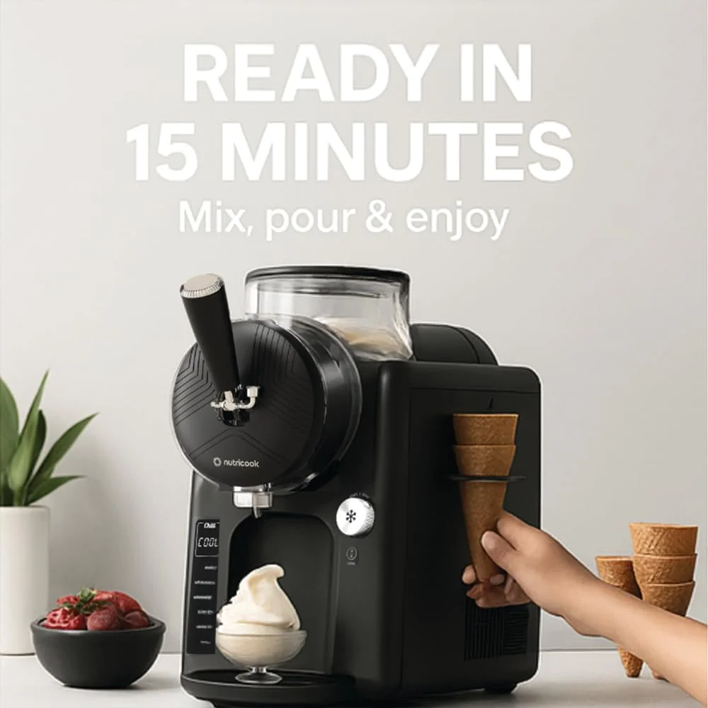 دستگاه بستنی ساز نوتری کوک فراست - دستگاه 2 در 1 برای بستنی نرم و اسلش با کمپرسور داخلی | 6 حالت تهیه دسر یخ زده، 7 تنظیمات بافت، ظرفیت 1.8 لیتر | دستگاه بستنی فوری، بدون نیاز به پیش انجماد دستگاه بستنی ساز نوتری کوک فراست - دستگاه 2 در 1 برای بستنی نرم و اسلش با کمپرسور داخلی | 6 حالت تهیه دسر یخ زده، 7 تنظیمات بافت، ظرفیت 1.8 لیتر | دستگاه بستنی فوری، بدون نیاز به پیش انجماد