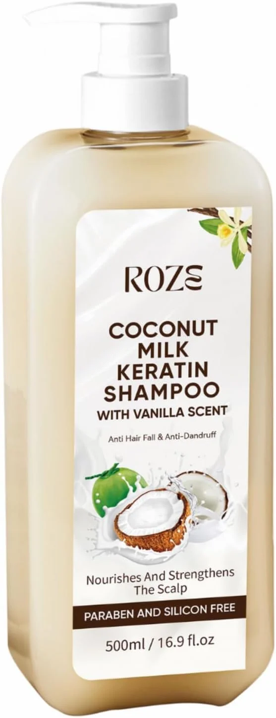 شامپو کراتین شیر نارگیل Roze | ضد ریزش مو | ضد شوره سر | 500 میلی لیتر شامپو کراتین شیر نارگیل Roze | ضد ریزش مو | ضد شوره سر | 500 میلی لیتر