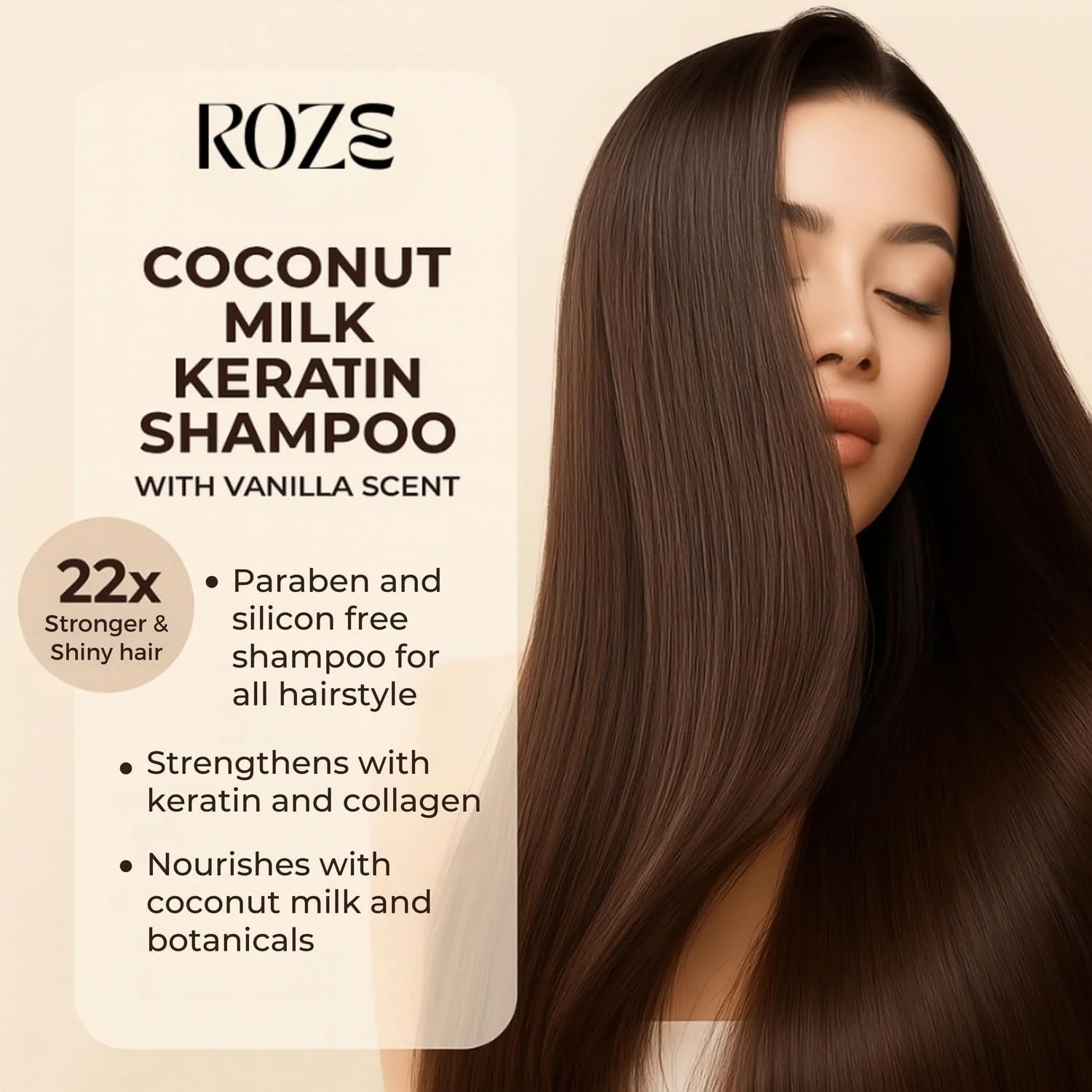 شامپو کراتین شیر نارگیل Roze | ضد ریزش مو | ضد شوره سر | 500 میلی لیتر شامپو کراتین شیر نارگیل Roze | ضد ریزش مو | ضد شوره سر | 500 میلی لیتر