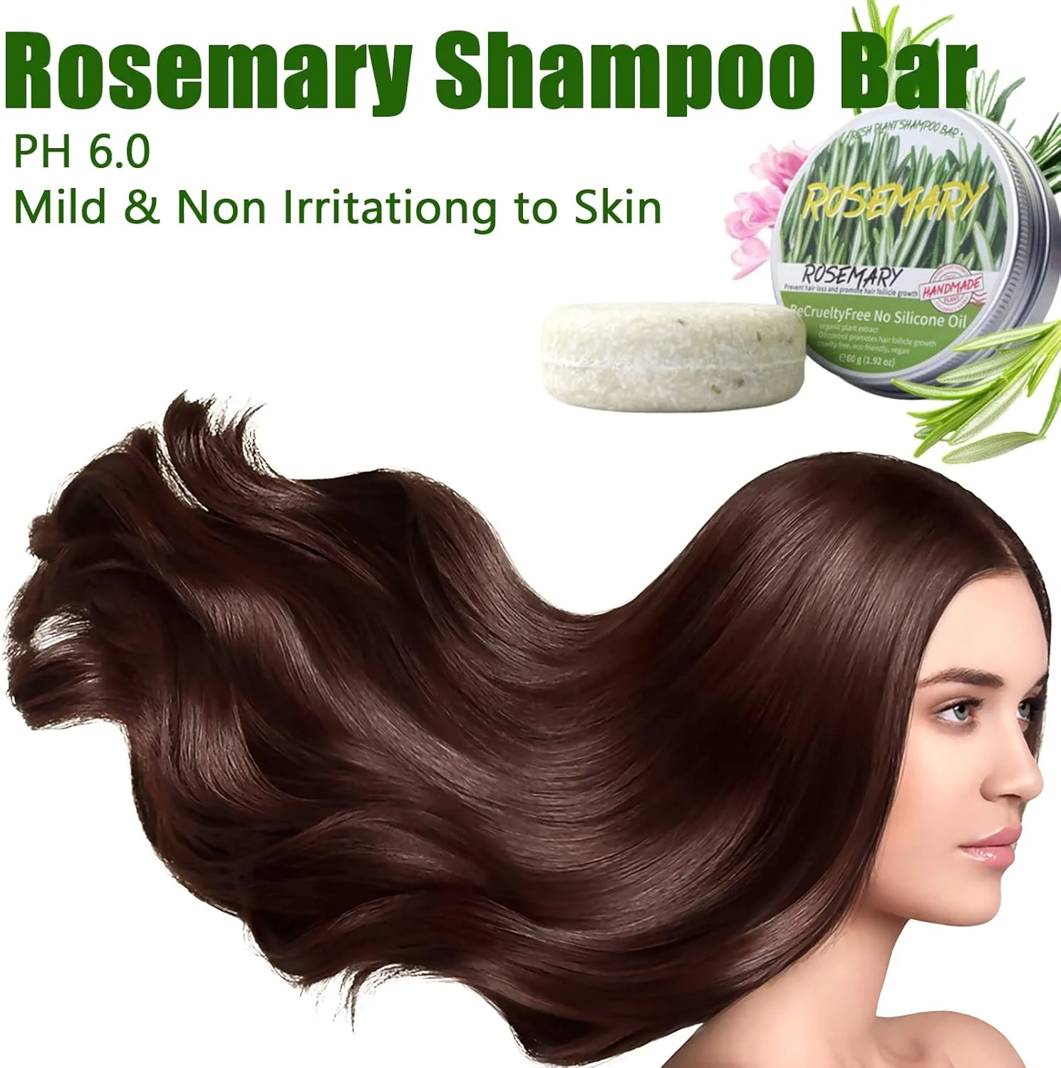 شامپو بار رزماری برای رشد مجدد مو، صابون شامپو گیاه رزماری، شامپو بار ارگانیک طبیعی، ضد ریزش مو، ضد وز مو، ضد شوره و ضد خارش، محافظت از پوست سر مناسب برای آقایان و بانوان شامپو بار رزماری برای رشد مجدد مو، صابون شامپو گیاه رزماری، شامپو بار ارگانیک طبیعی، ضد ریزش مو، ضد وز مو، ضد شوره و ضد خارش، محافظت از پوست سر مناسب برای آقایان و بانوان