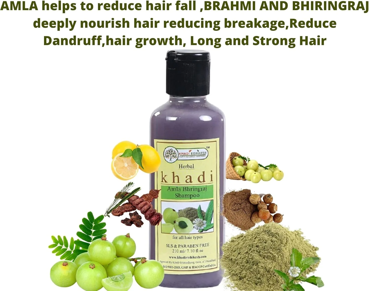شامپو ضد شوره سر گیاهی آمله و برینگراج Khadi Rishikesh برای کنترل ریزش مو | پاک کننده موی آیورودا (شامپو) با برینگراج و آمله | بدون SLS و پارابن - مناسب آقایان و بانوان (210 میلی لیتر) شامپو ضد شوره سر گیاهی آمله و برینگراج Khadi Rishikesh برای کنترل ریزش مو | پاک کننده موی آیورودا (شامپو) با برینگراج و آمله | بدون SLS و پارابن - مناسب آقایان و بانوان (210 میلی لیتر)