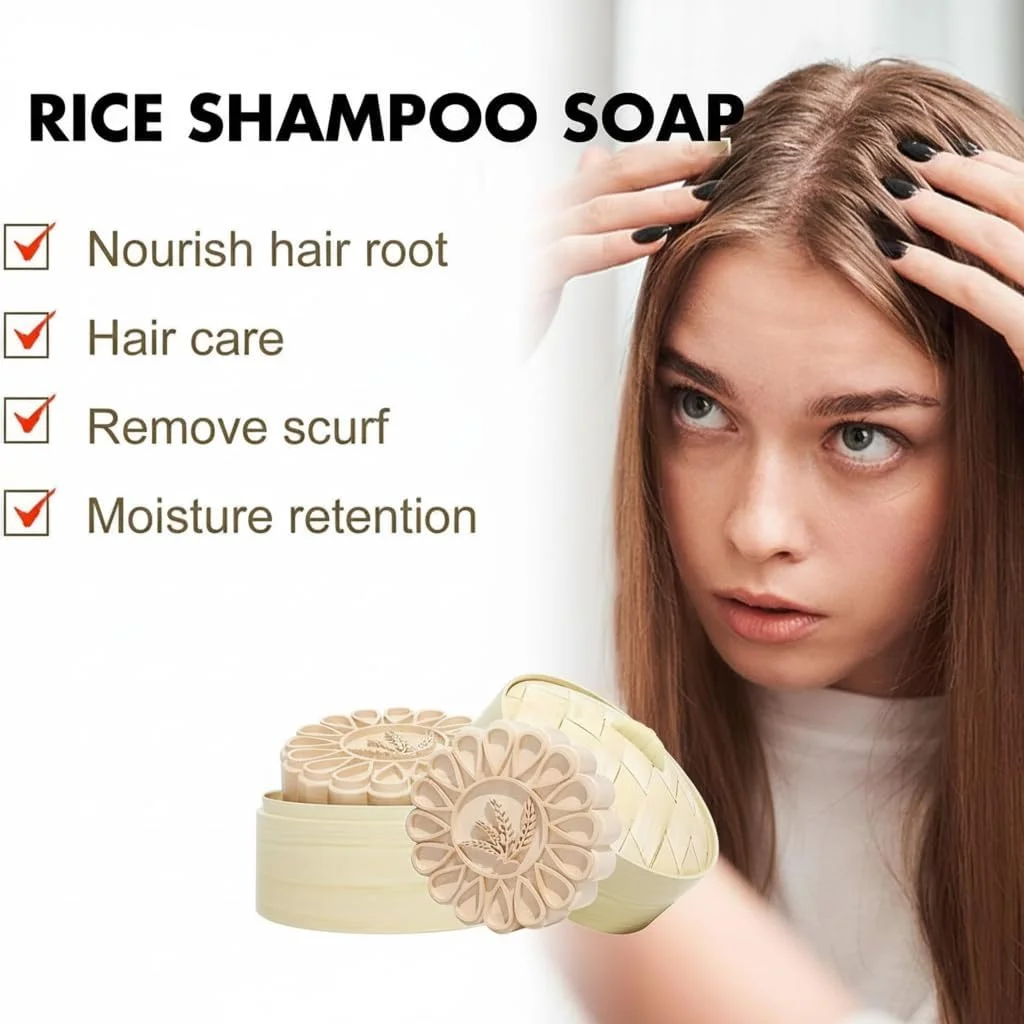 شامپو بار آب برنج برای رشد مو - شامپو و نرم کننده - شامپو بار صابونی موی برنج 2 در 1 برای جلوگیری از ریزش مو و مرطوب کننده، رشد و تقویت مو، ترمیم و تیره کننده مو شامپو بار آب برنج برای رشد مو - شامپو و نرم کننده - شامپو بار صابونی موی برنج 2 در 1 برای جلوگیری از ریزش مو و مرطوب کننده، رشد و تقویت مو، ترمیم و تیره کننده مو