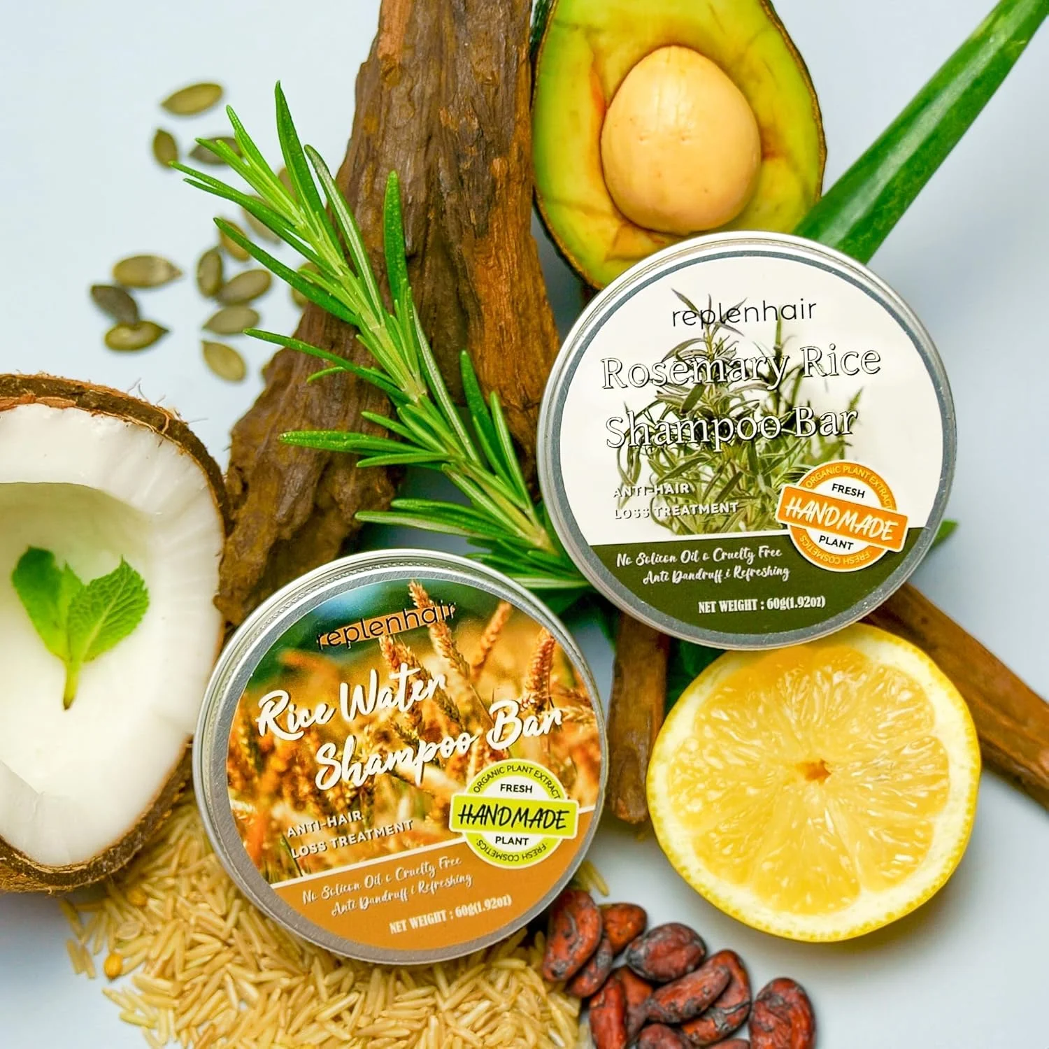 شامپو بار رزماری و برنج رپلن هیر برای آقایان و بانوان، شامپو ضد شوره سر با محلول مراقبت از مو بدون مواد شیمیایی برای رشد مو، شامپو بدون سولفات برای رشد مجدد، ضد ریزش مو و کنترل شوره سر شامپو بار رزماری و برنج رپلن هیر برای آقایان و بانوان، شامپو ضد شوره سر با محلول مراقبت از مو بدون مواد شیمیایی برای رشد مو، شامپو بدون سولفات برای رشد مجدد، ضد ریزش مو و کنترل شوره سر