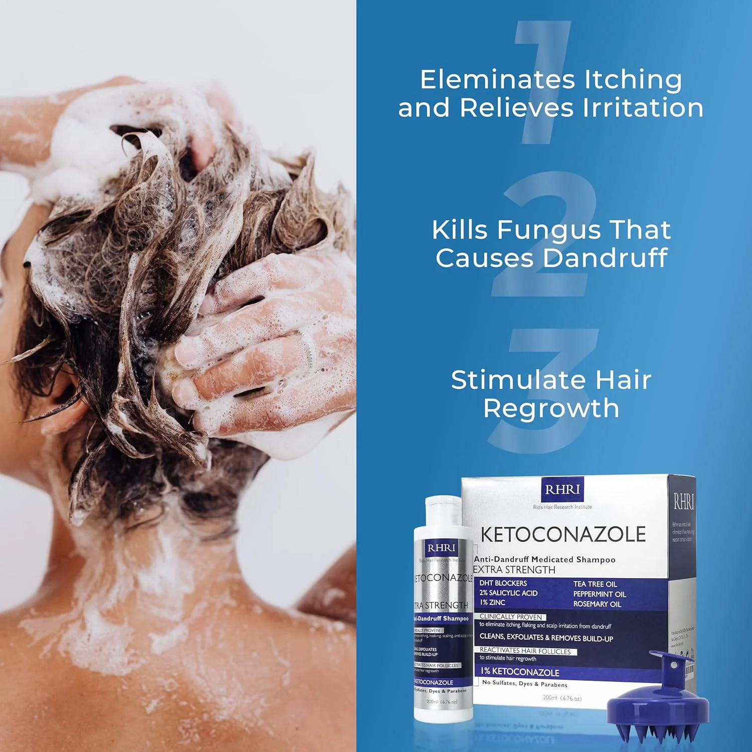 شامپو ضد قارچ و ضد شوره سر مردانه موسسه تحقیقات موی ریدا به همراه برس ضد شوره | شامپو دارویی، شفاف کننده، پسوریازیس و بیوتین حاوی اسید سالیسیلیک | برای پوست سر خشک، خارش دار، پوسته پوسته، تحریک شده و رشد مو شامپو ضد قارچ و ضد شوره سر مردانه موسسه تحقیقات موی ریدا به همراه برس ضد شوره | شامپو دارویی، شفاف کننده، پسوریازیس و بیوتین حاوی اسید سالیسیلیک | برای پوست سر خشک، خارش دار، پوسته پوسته، تحریک شده و رشد مو