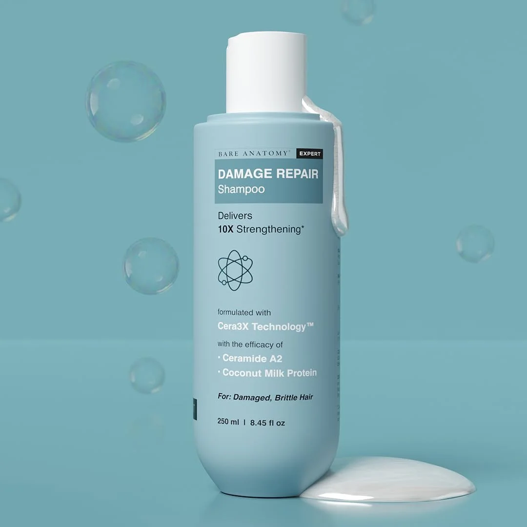 شامپو ترمیم کننده موهای آسیب دیده Bare Anatomy EXPERT | ترمیم و تقویت تا 3 برابر | مناسب موهای آسیب دیده، شکننده و ضعیف | 250 میلی لیتر