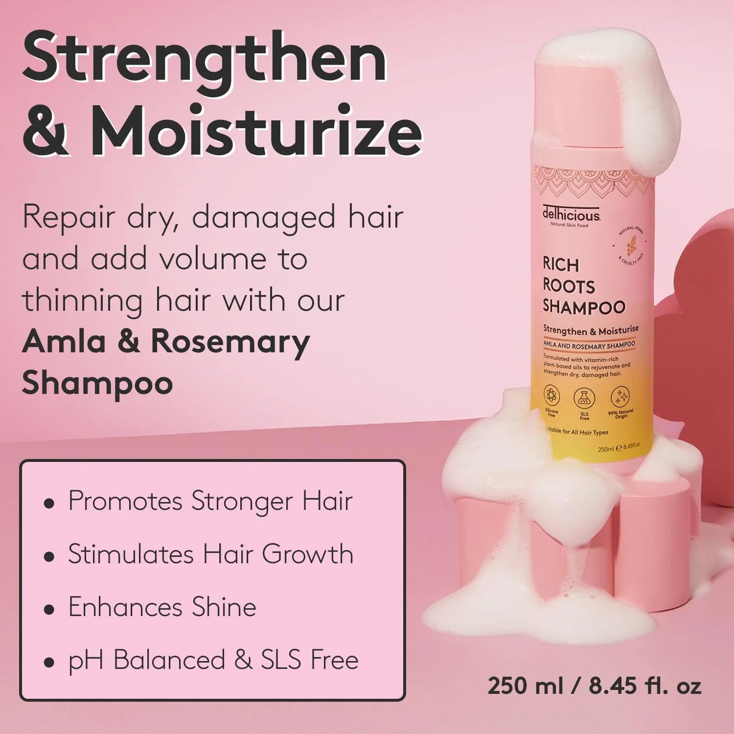 شامپو روغن آملا و روغن رزماری Delhicious برای رشد مو - شامپو وگان غنی از ریشه برای موهای نازک و آسیب دیده - درمان خشکی پوست سر با روغن آرگان - درمان طبیعی و آیورودا مو - 250 میلی لیتر شامپو روغن آملا و روغن رزماری Delhicious برای رشد مو - شامپو وگان غنی از ریشه برای موهای نازک و آسیب دیده - درمان خشکی پوست سر با روغن آرگان - درمان طبیعی و آیورودا مو - 250 میلی لیتر