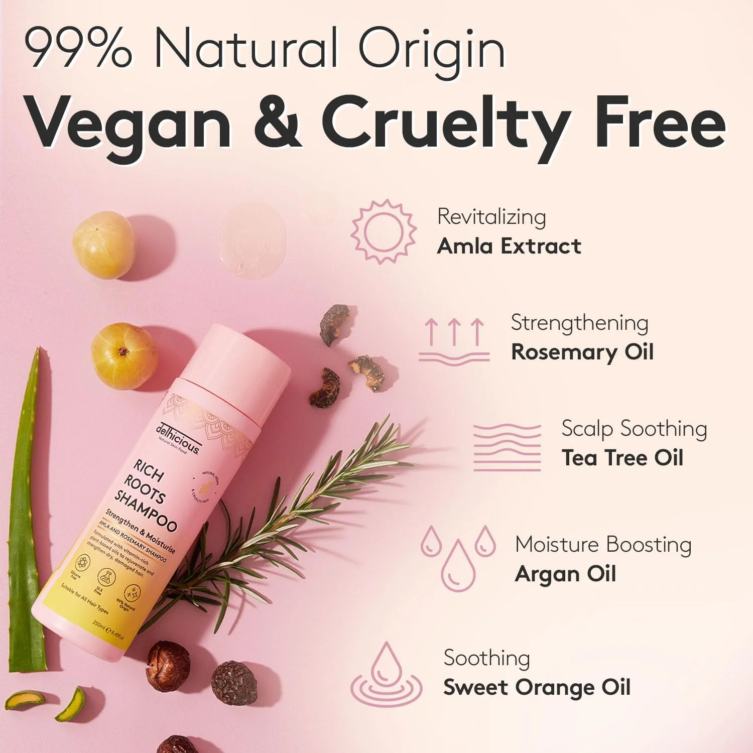 شامپو روغن آملا و روغن رزماری Delhicious برای رشد مو - شامپو وگان غنی از ریشه برای موهای نازک و آسیب دیده - درمان خشکی پوست سر با روغن آرگان - درمان طبیعی و آیورودا مو - 250 میلی لیتر شامپو روغن آملا و روغن رزماری Delhicious برای رشد مو - شامپو وگان غنی از ریشه برای موهای نازک و آسیب دیده - درمان خشکی پوست سر با روغن آرگان - درمان طبیعی و آیورودا مو - 250 میلی لیتر