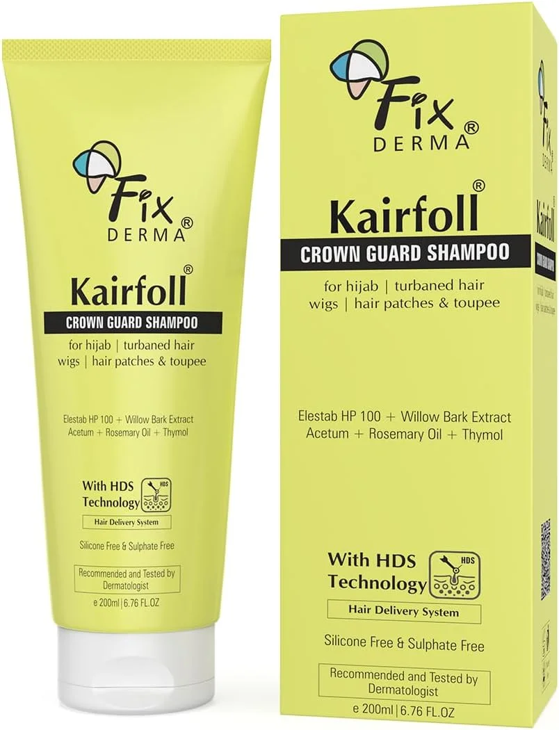 شامپو روغن رزماری فیکسدرما Kairfoll برای رشد مو | شامپو Crown Guard برای حجاب، موهای عمامه‌ای و کلاه گیس | تکه مو و کلاه گیس مردانه | شامپو برای زنان و مردان | شامپو بدون سولفات و پارابن - 200 میلی لیتر