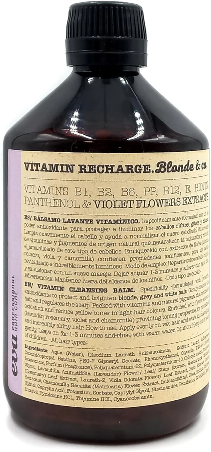 شوینده مغذی و تونینگ موهای بلوند، هایلایت شده و دکلره شده اوا پروفشنال Vitamin Recharge Blonde & Co.، 500 میلی لیتر