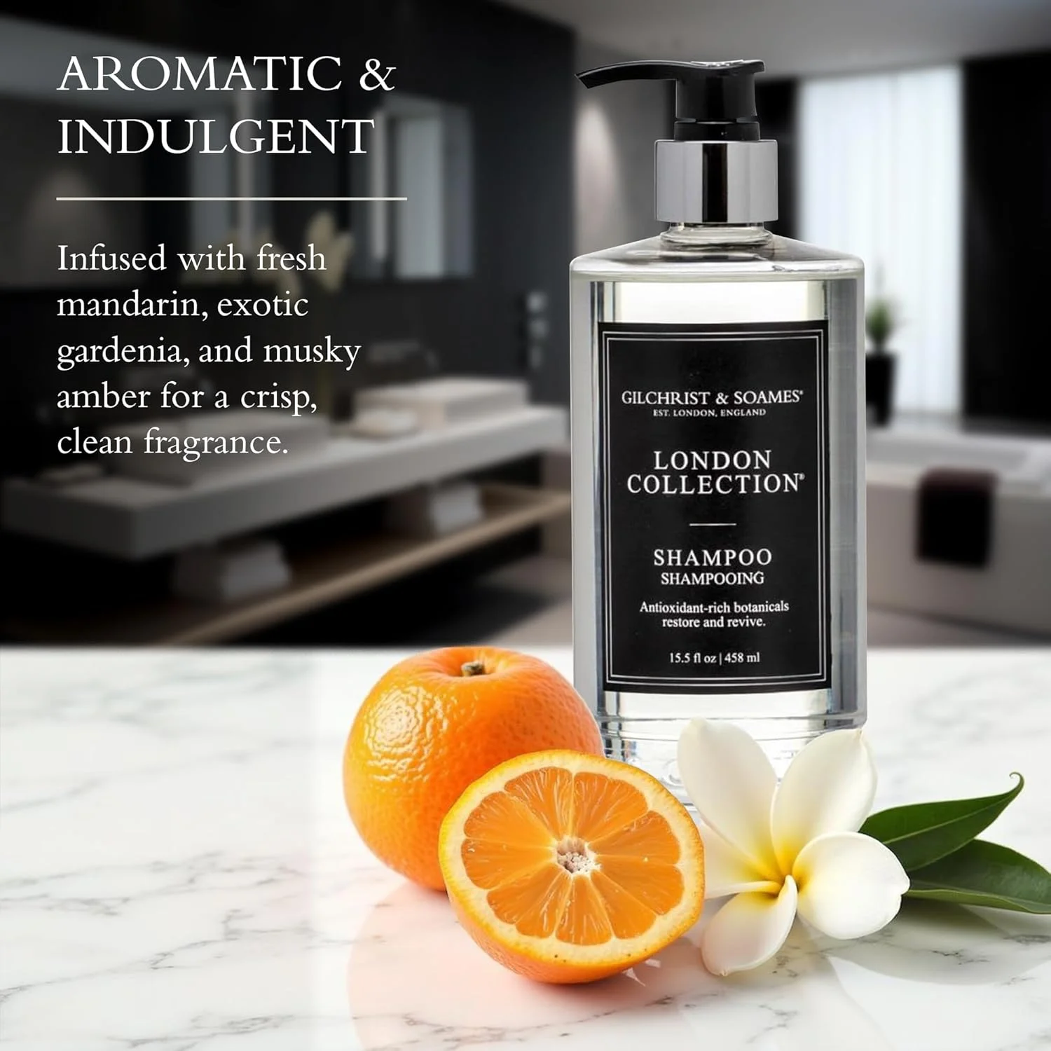 شامپو مجموعه لندن Gilchrist & Soames - فرمول خالص، بدون سولفات، بدون پارابن، بدون تست حیوانی برای انواع مو، شستشوی ملایم پاک کننده و مرطوب کننده با رایحه ای ترد و تمیز، 460 میلی لیتر