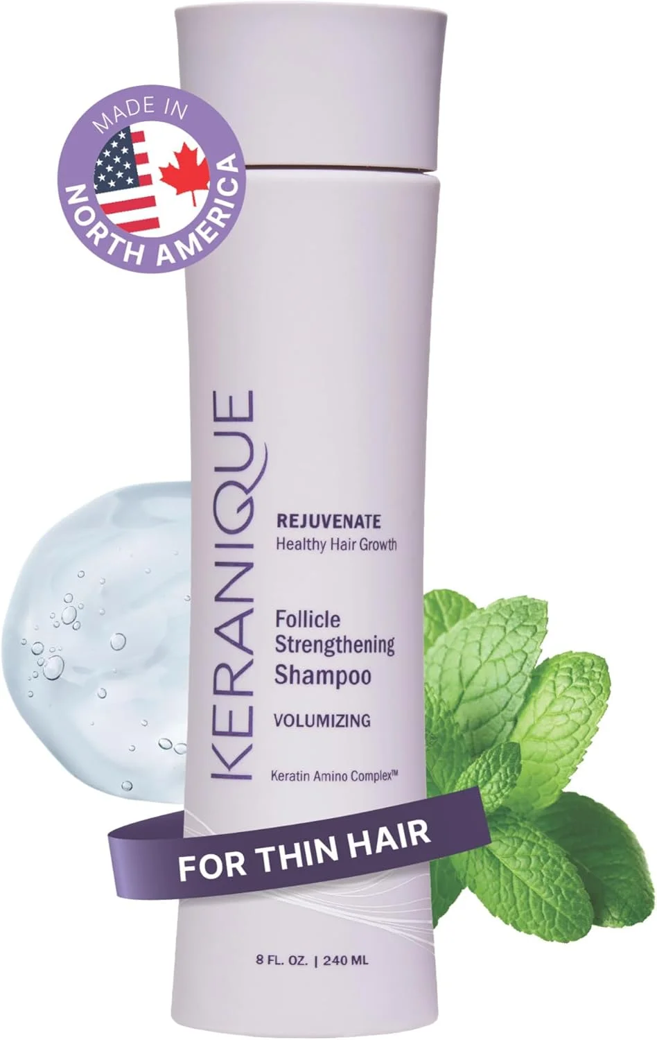 شامپو کراتینه کرانیک برای موهای نازک و کم پشت، بدون سولفات/پارابن، فرموله شده برای تحریک پوست سر برای تغذیه/احیای فولیکول های مو برای موهای سالم تر، ضخیم تر و پرپشت تر 236 میلی لیتر