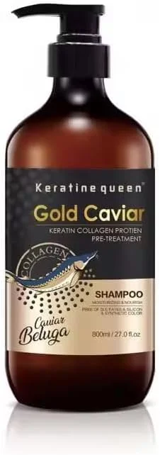 نرم کننده، شامپو، ماسک مو و سرم/روغن مو کراتین گلد خاویار درخشان و مغذی مو حاوی کراتین و کلاژن (شامپو)