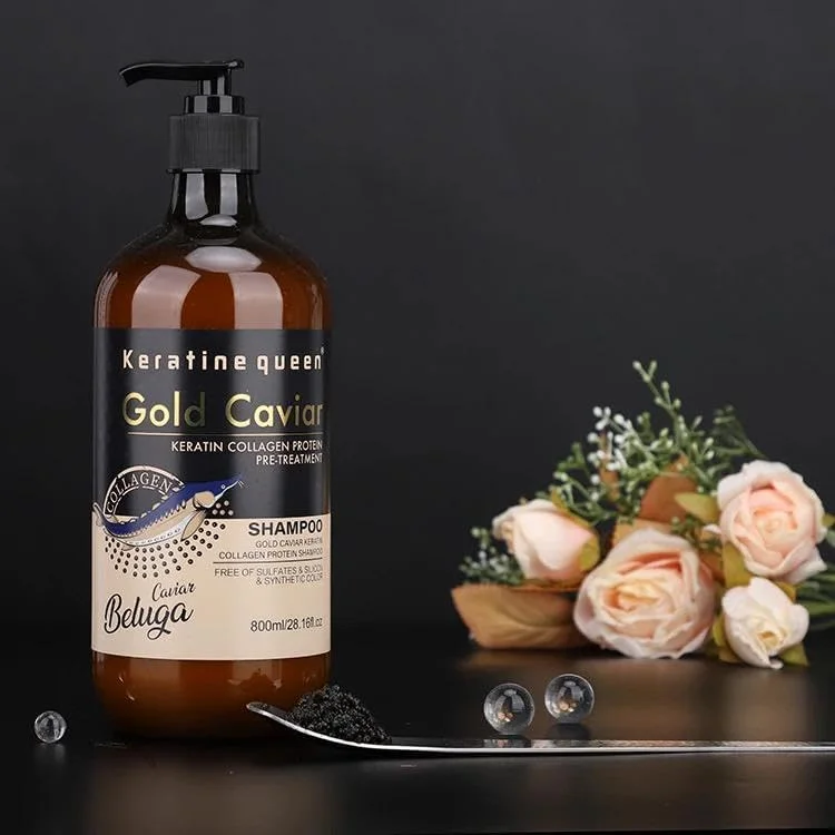 نرم کننده، شامپو، ماسک مو و سرم/روغن مو کراتین گلد خاویار درخشان و مغذی مو حاوی کراتین و کلاژن (شامپو)