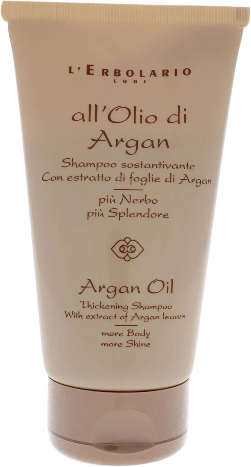 شامپو غلیظ کننده روغن آرگان L'Erbolario - درمان پاک کننده کرمی - ایده آل برای انواع مو - فرمول غنی و مغذی - محافظت می کند، موها را براق و پرپشت می کند - 150 میلی لیتر