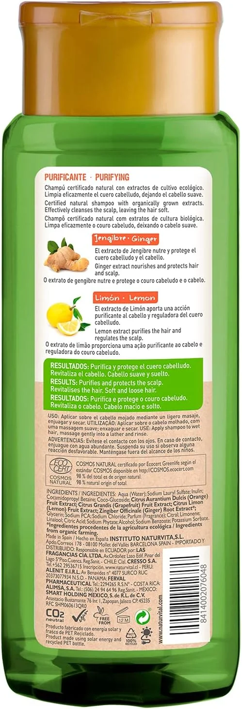 شامپو پاک کننده اکو ناتور وایتال | حاوی زنجبیل و سیترونیک کشت شده ارگانیک تایید شده | بدون پارابن یا سیلیکون - 300 میلی لیتر شامپو پاک کننده اکو ناتور وایتال | حاوی زنجبیل و سیترونیک کشت شده ارگانیک تایید شده | بدون پارابن یا سیلیکون - 300 میلی لیتر