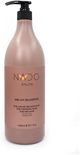 شامپو آرگان نادو سالن 1500 میلی لیتر، بدون سولفات و پارابن، مناسب موهای رنگ شده، خشک و نازک، مغذی، نرم کننده و باز کننده گره مو، غنی از ویتامین E و امگا، فرمول حرفه ای سالن شامپو آرگان نادو سالن 1500 میلی لیتر، بدون سولفات و پارابن، مناسب موهای رنگ شده، خشک و نازک، مغذی، نرم کننده و باز کننده گره مو، غنی از ویتامین E و امگا، فرمول حرفه ای سالن