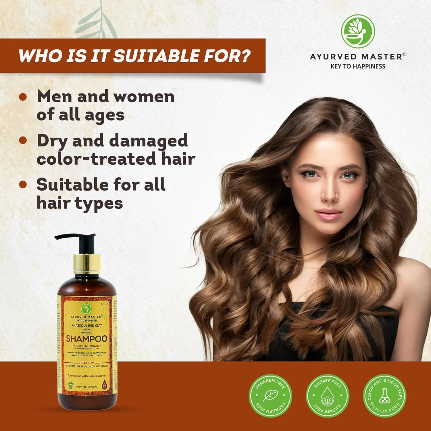 شامپو رسی قرمز مراکشی رسول آیورود مستر برای تغذیه و شادابی مو غنی شده با پرو ویتامین A، E و B5 کمک به تقویت، نرمی و بازگرداندن درخشش مو - 300 میلی لیتر