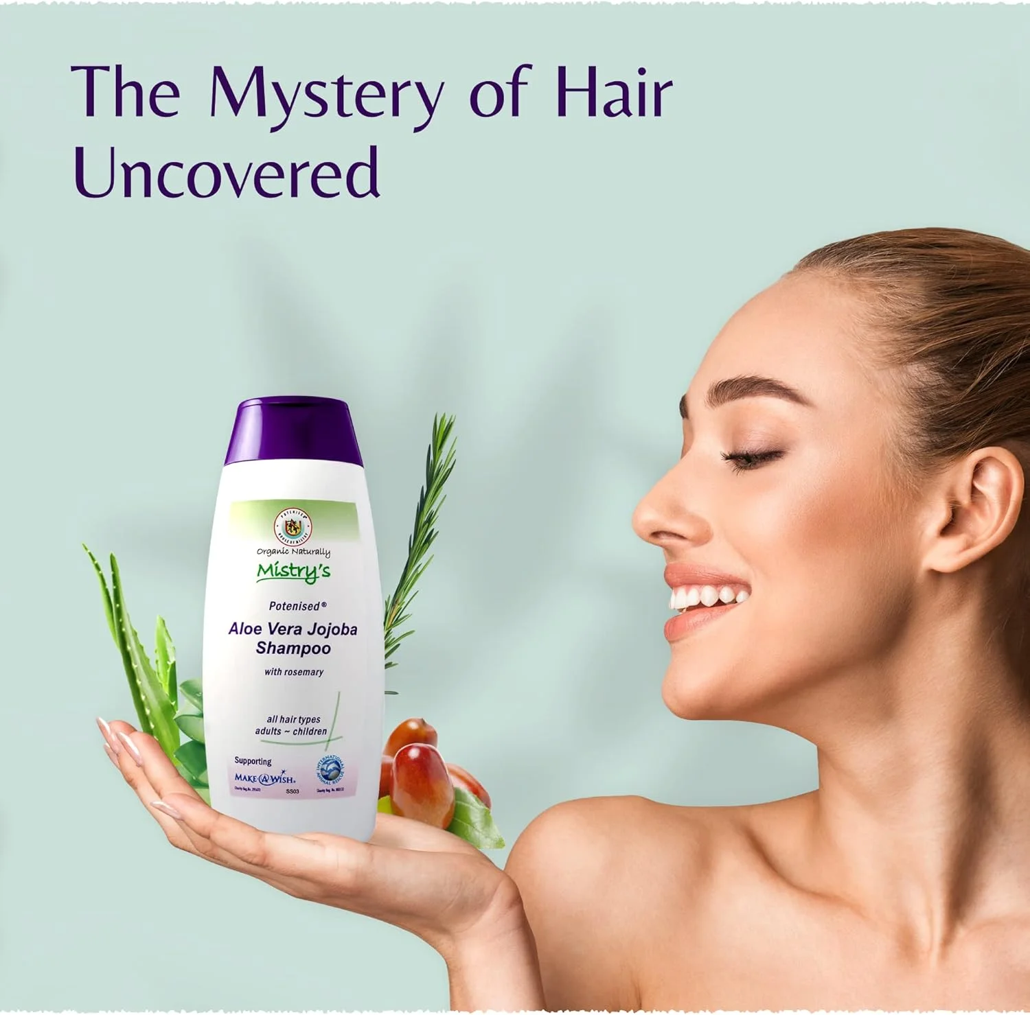 شامپو آلوئه جوجوبا و رزماری میستری 200 میلی لیتر - شامپو مراقبت از موی طبیعی، ملایم، تقویت کننده و مغذی - مناسب برای تمام سنین و انواع مو، بدون افزودنی، وگان