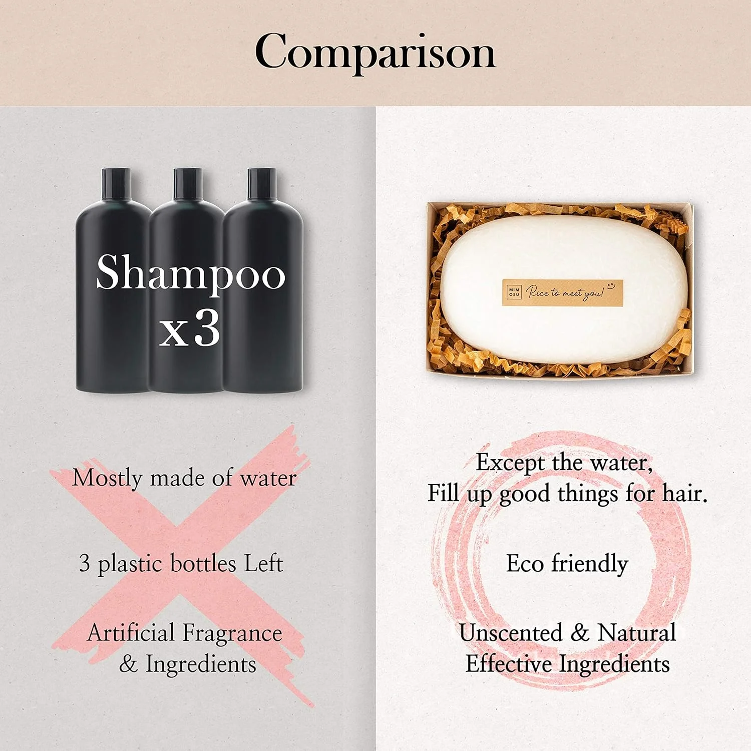 شامپو بار آب برنج mimosu - آب برنج تخمیر شده برای رشد، تقویت و حجم دهی مو، شامپو بار مراقبت از موی کره ای، مناسب انواع مو، فاقد سیلیکون و سولفات، بدون عطر، 150 گرم