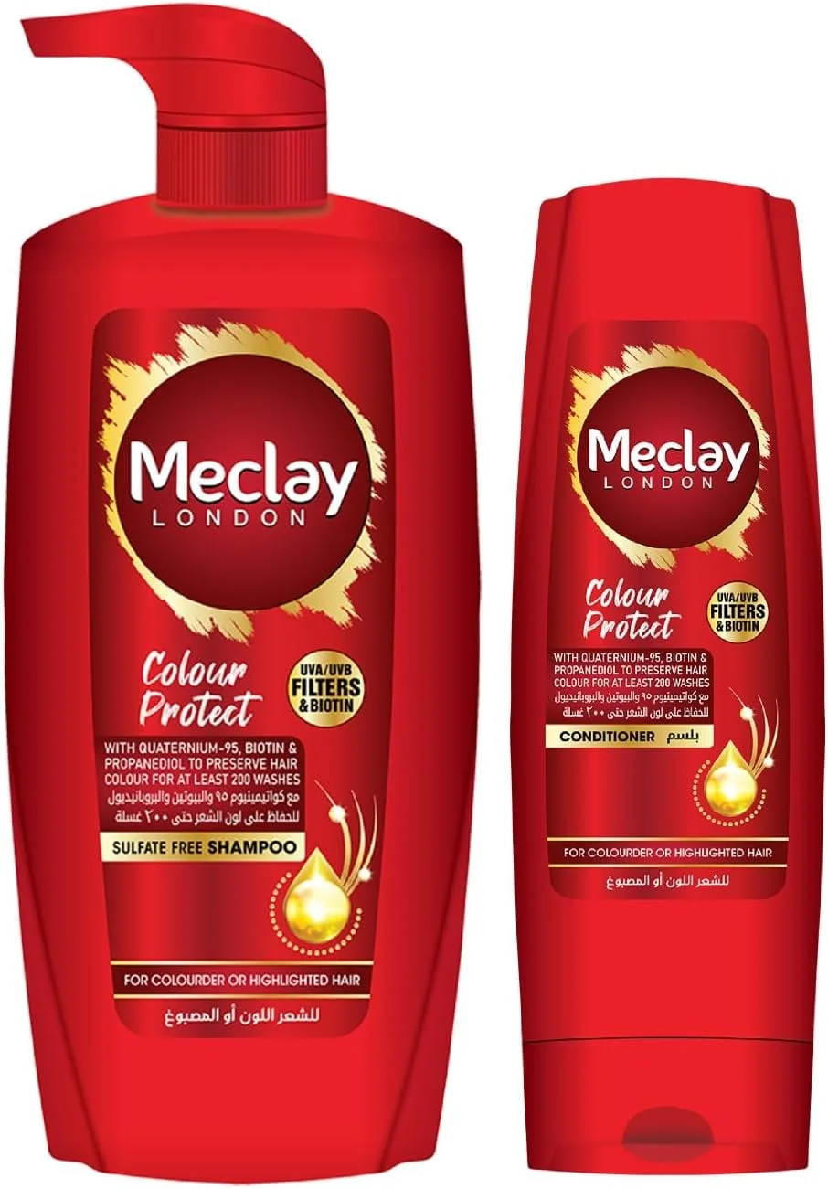شامپو محافظ رنگ مو بدون سولفات 660 میلی لیتری مکلی لندن به همراه نرم کننده 180 میلی لیتری