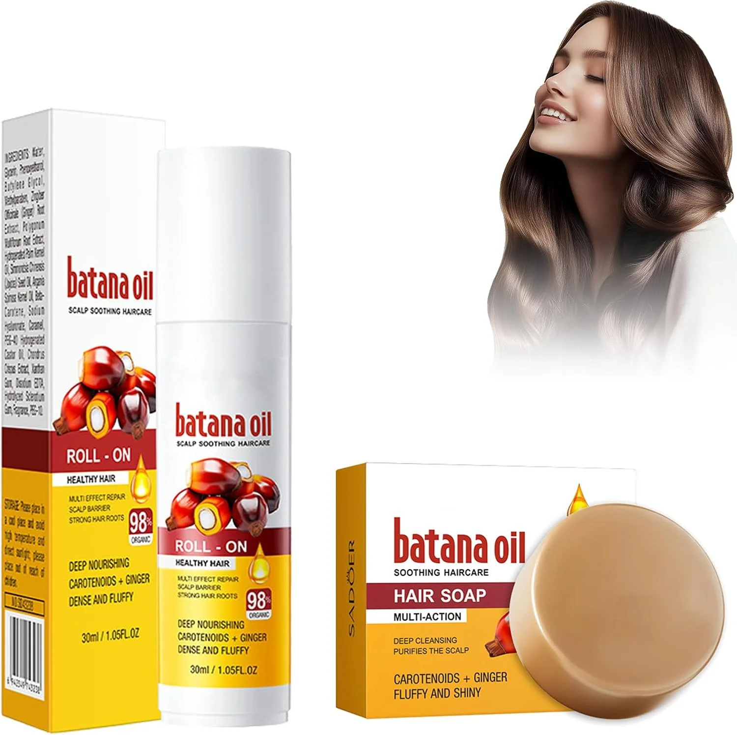 صابون روغن باتانا برای مو، شامپو ضخیم کننده مو، ضد سفیدی مو، روغن باتانا برای رشد مو، روغن باتانا ارگانیک برای موهای سالم