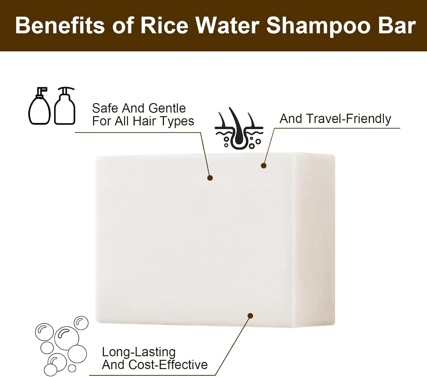 صابون برنج TERRIFI برای رشد مو، شامپو و نرم کننده 2 در 1 با روغن نارگیل برای تقویت و مرطوب کردن موهای خشک، صابون شامپو برنج ضد ریزش مو برای رشد مو