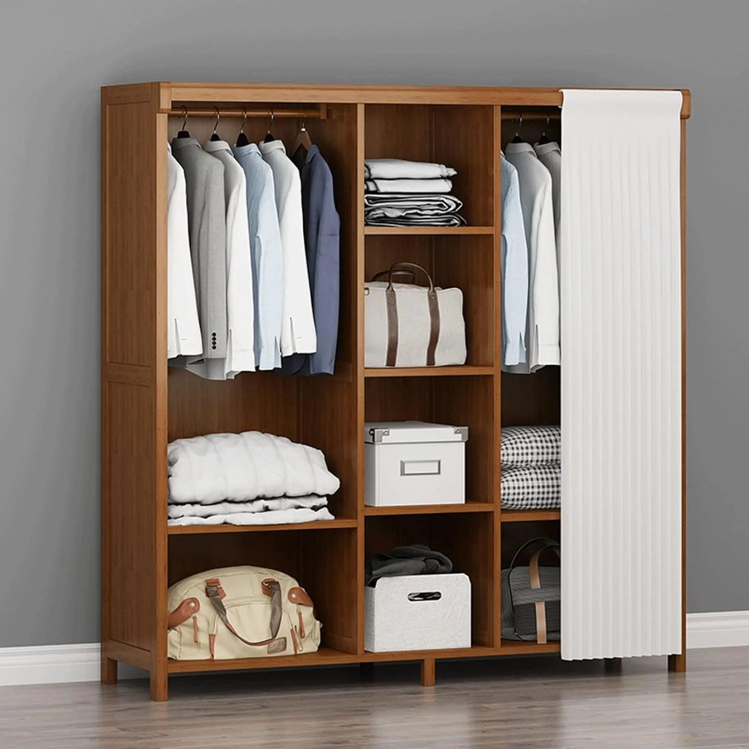 کمد لباس ترکیبی CYairong-22، کمد لباس قابل حمل، کمد مکعبی، کابینت ذخیره سازی با درب و میله های آویز، کمد لباس اتاق خواب، قوی و بادوام، مونتاژ سریع و آسان