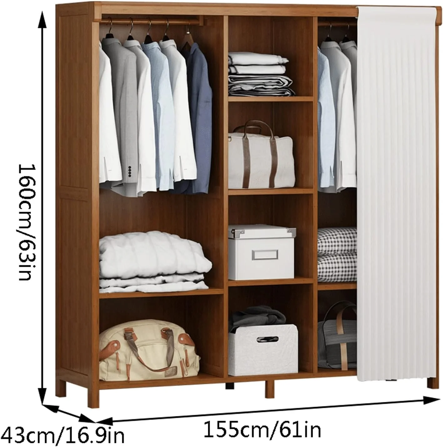 کمد لباس ترکیبی CYairong-22، کمد لباس قابل حمل، کمد مکعبی، کابینت ذخیره سازی با درب و میله های آویز، کمد لباس اتاق خواب، قوی و بادوام، مونتاژ سریع و آسان