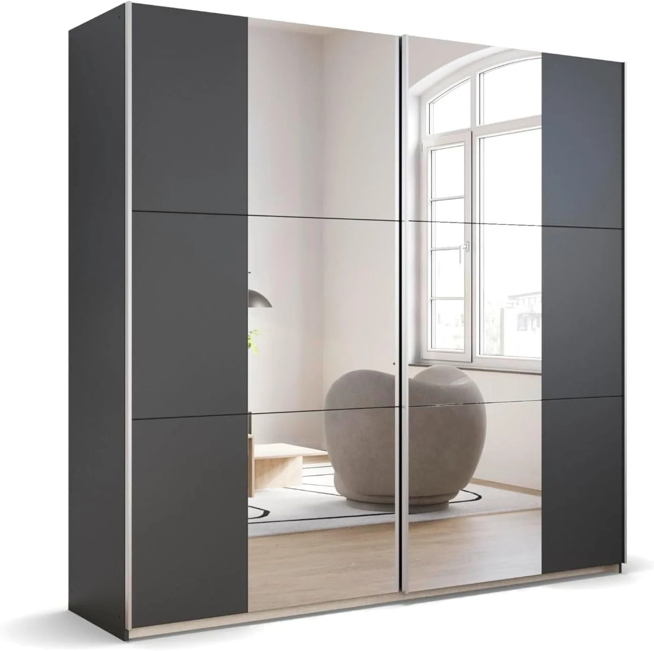 کمد لباس درب ریلی چوبی FurniFlex مدل Caracas، سایز ۱۳۶ سانتی متر در ۲۱۰ سانتی متر در ۶۲ سانتی متر، رنگ بلوطی