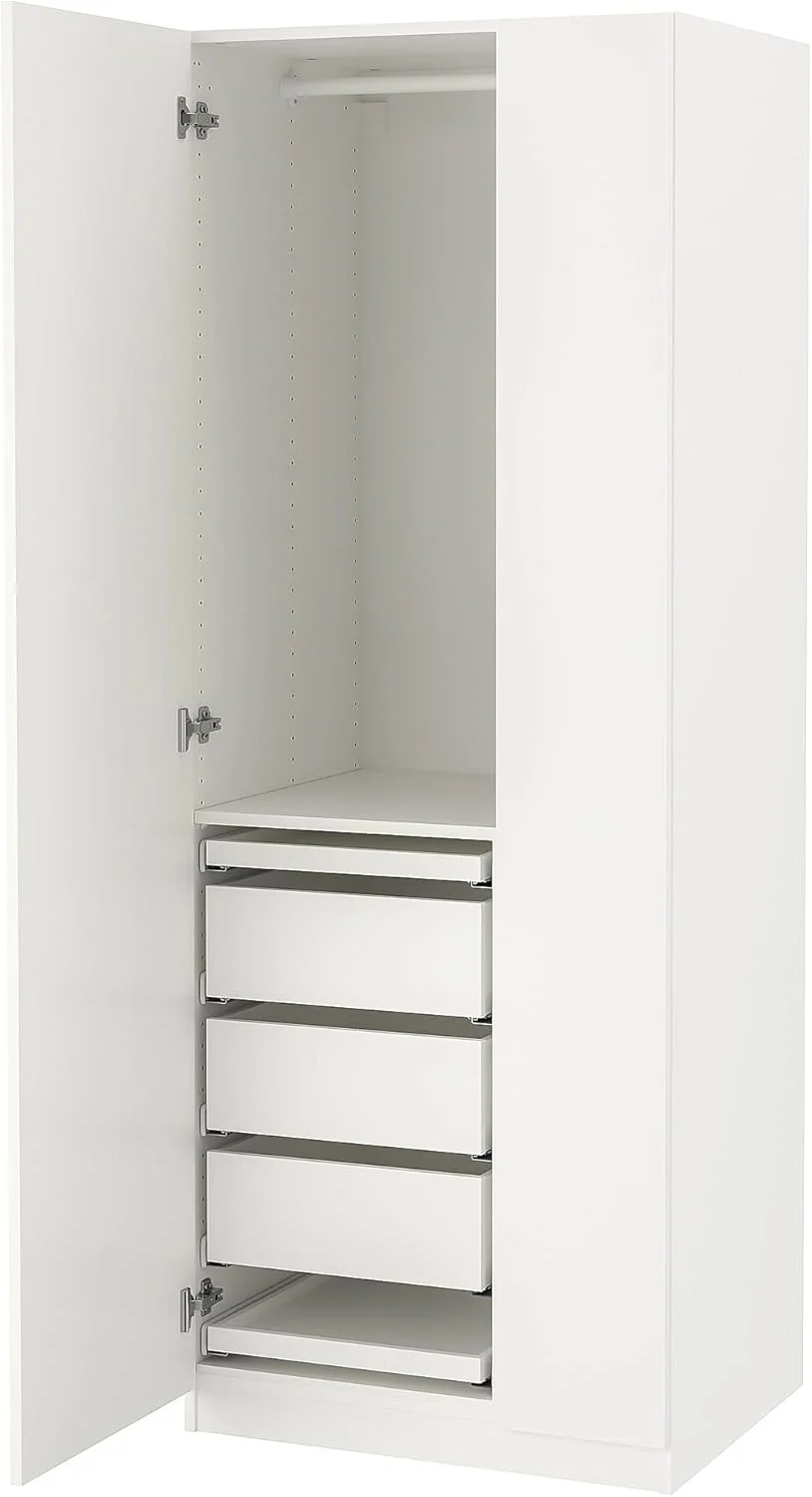ترکیب کمد لباس PAX/FORSAND، 75x60x201 سانتی متر، سفید/سفید