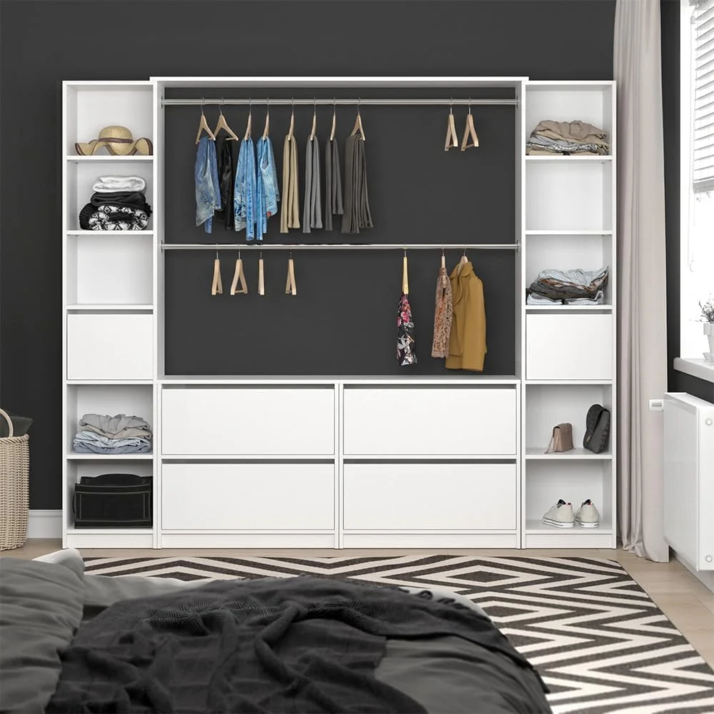 کمد لباس ایستاده FurniFlex مناسب راهرو، مهمان و اتاق لباس، سفید