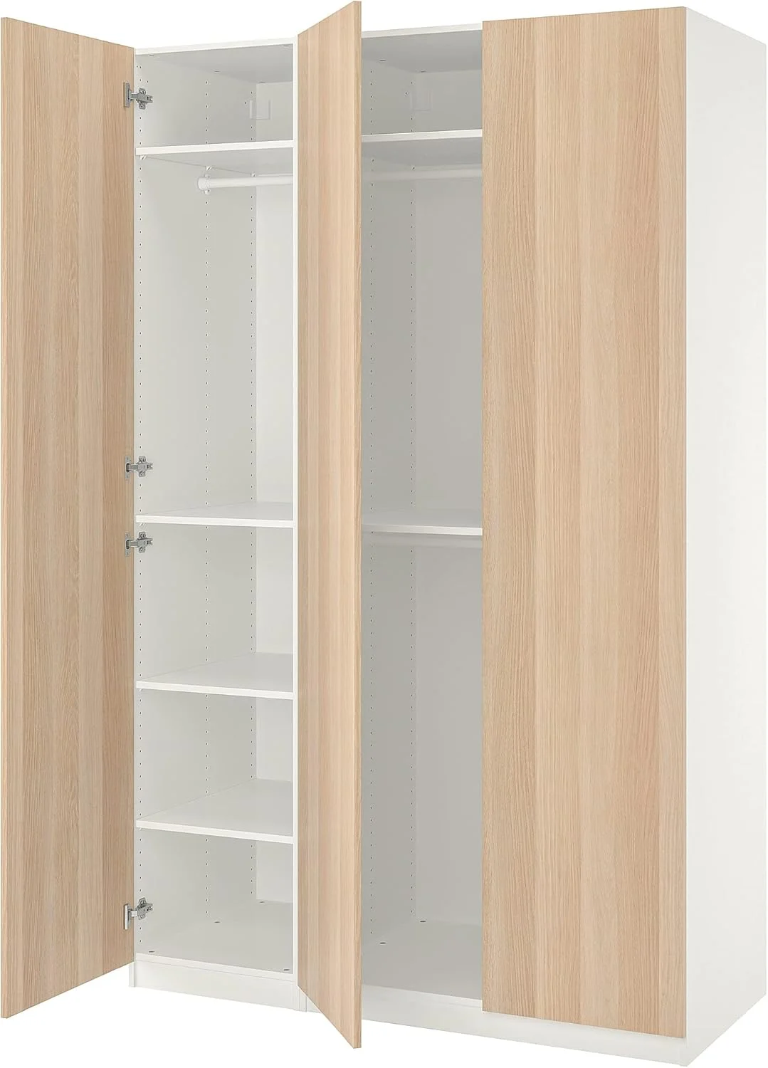 ترکیب کمد لباس PAX/FORSAND، ۱۵۰x۶۰x۲۳۶ سانتی متر، سفید/طرح چوب بلوط سفید رنگ شده