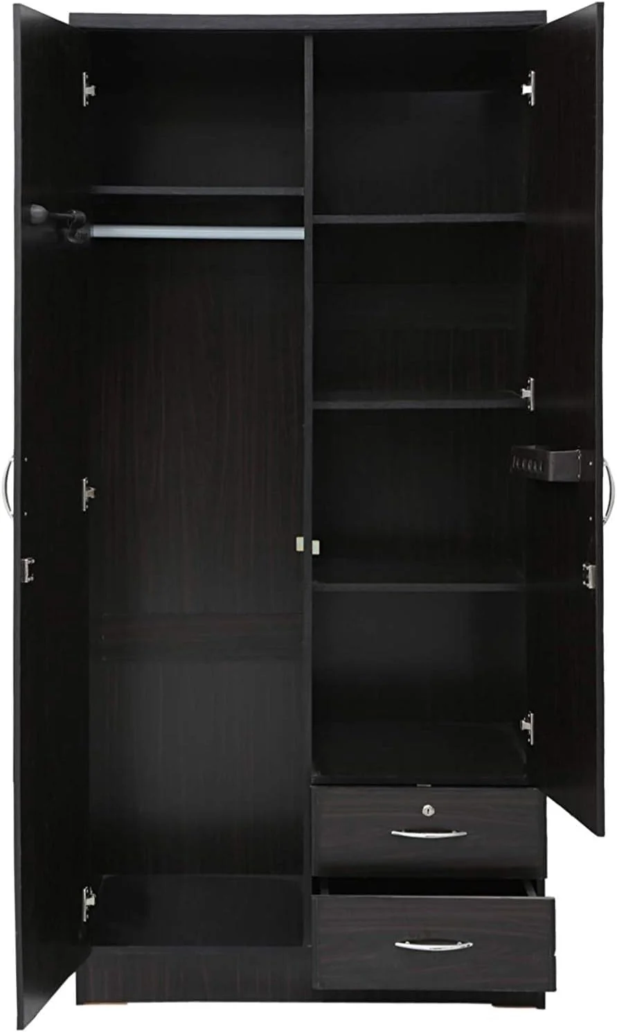 کمد چوبی دو درب Furniture4Us با 2 کشو رنگ ونگه - سایز (طول x عرض x ارتفاع) 90 x 50 x 190 سانتی متر مدل - 622.