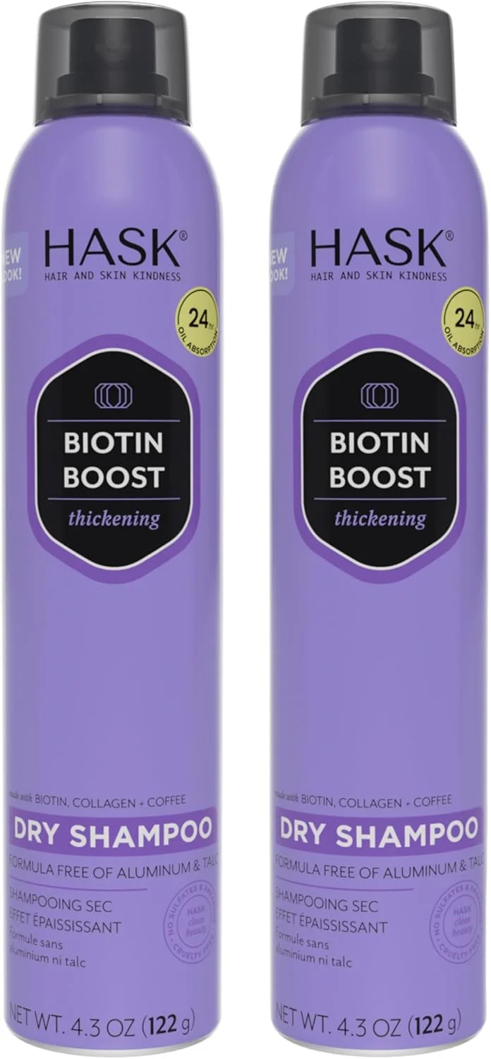 کیت شامپو خشک HASK برای انواع مو، بدون آلومینیوم، سولفات، پارابن، فتالات، گلوتن یا رنگ های مصنوعی، حاوی بیوتین ضخیم کننده - مجموعه 2 قوطی بزرگ 192 میلی لیتری کیت شامپو خشک HASK برای انواع مو، بدون آلومینیوم، سولفات، پارابن، فتالات، گلوتن یا رنگ های مصنوعی، حاوی بیوتین ضخیم کننده - مجموعه 2 قوطی بزرگ 192 میلی لیتری