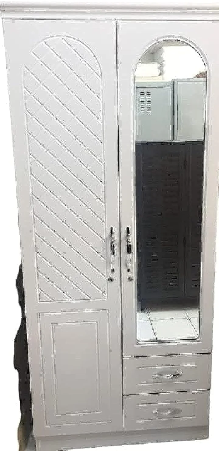 کمد لباس چوبی 2 درب Furniture4Us، کابینت، کمد از چوب مهندسی شده با دو کشو، ایده آل، مدرن، شیک، بادوام، رنگ سفید کمد لباس چوبی 2 درب Furniture4Us، کابینت، کمد از چوب مهندسی شده با دو کشو، ایده آل، مدرن، شیک، بادوام، رنگ سفید