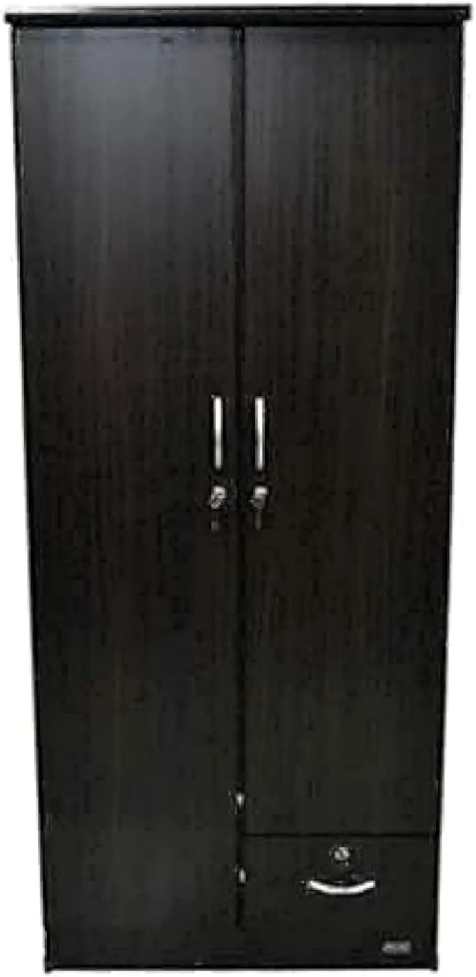 کمد چوبی دو درب گلکسی دیزاین با 1 کشو، رنگ ونگه - ابعاد (طول x عرض x ارتفاع) 80 x 45 x 185 سانتی متر، مدل - GDF621