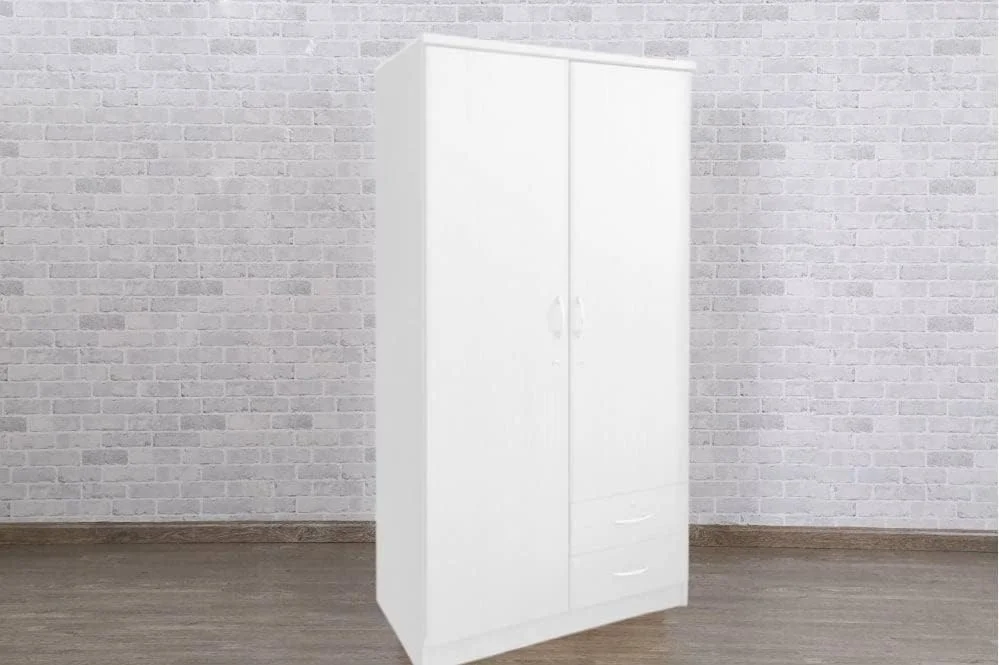 کمد لباس چوبی دو درب Furniture4Us، کابینت، کمد از جنس چوب مهندسی شده با 2 کشو، اندازه (190x90x50 سانتی متر)، ساخت تایلند، F4US-622 (سفید)