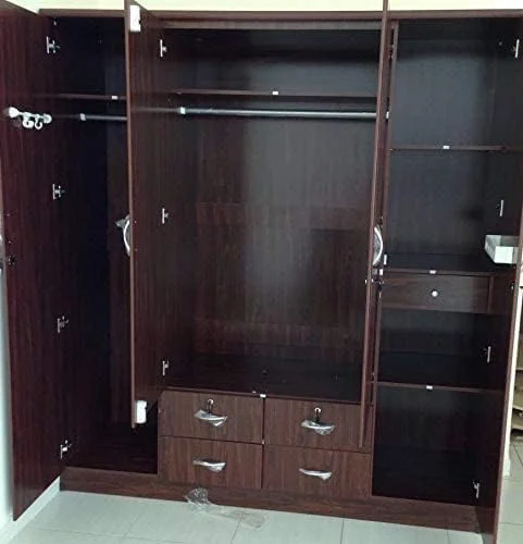 کمد لباس چوبی چهار درب Furniture4Us، کابینت، ساخت تایلند، قهوه ای تیره - 180 X 52 X 200 سانتی متر