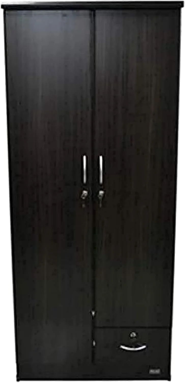 کمد لباس چوبی دو درب Furniture4Us، کابینت، کمد از جنس چوب مهندسی شده با 1 کشو قفل دار، مدرن، شیک و بادوام (ونگه) کمد لباس چوبی دو درب Furniture4Us، کابینت، کمد از جنس چوب مهندسی شده با 1 کشو قفل دار، مدرن، شیک و بادوام (ونگه)