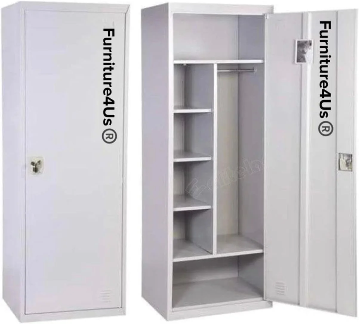 Furniture4Us کمد فلزی یک درب قفل دار، کابینت، با قفسه های ذخیره سازی سمت چپ و آویز سمت راست برای اتاق نشیمن، آشپزخانه، دفتر، مدرسه، اتاق مطالعه سایز-(ارتفاع 185 سانتی متر عمق 50 سانتی متر عرض 60 سانتی متر) Furniture4Us کمد فلزی یک درب قفل دار، کابینت، با قفسه های ذخیره سازی سمت چپ و آویز سمت راست برای اتاق نشیمن، آشپزخانه، دفتر، مدرسه، اتاق مطالعه سایز-(ارتفاع 185 سانتی متر عمق 50 سانتی متر عرض 60 سانتی متر)