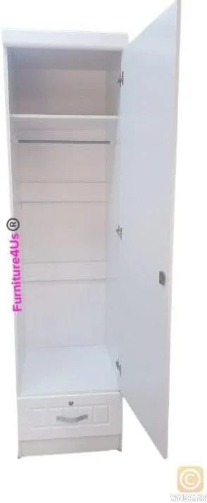 Furniture4Us کمد لباس چوبی تک درب، کابینت، کمد از چوب مهندسی شده با 1 کشو، سایز شیک و مدرن عالی (طول x عرض x ارتفاع) 50 x 50 x 190 سانتی متر مدل - F4US-F110 (سفید)