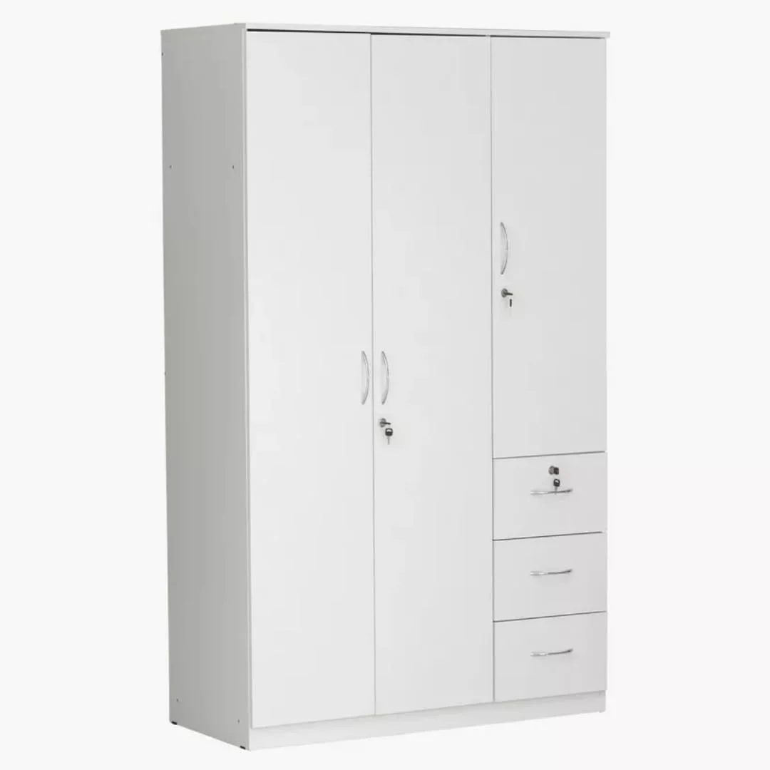 Furniture4us کمد لباس چوبی 3 درب Nuwairah، کابینت، کمد از چوب مهندسی شده با 1 قفل و 3 کشو بدون قفل، مدرن و شیک، ساخت تایلند Furniture4us کمد لباس چوبی 3 درب Nuwairah، کابینت، کمد از چوب مهندسی شده با 1 قفل و 3 کشو بدون قفل، مدرن و شیک، ساخت تایلند