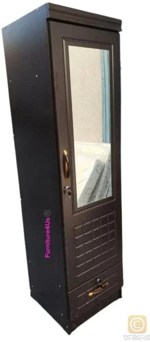 Furniture4Us کمد لباس چوبی تک درب، کابینت، کمد از چوب مهندسی شده با 1 کشو، سایز شیک و مدرن عالی (طول x عرض x ارتفاع) 50 x 50 x 190 سانتی متر مدل - F4US-F110 (قهوه ای تیره)