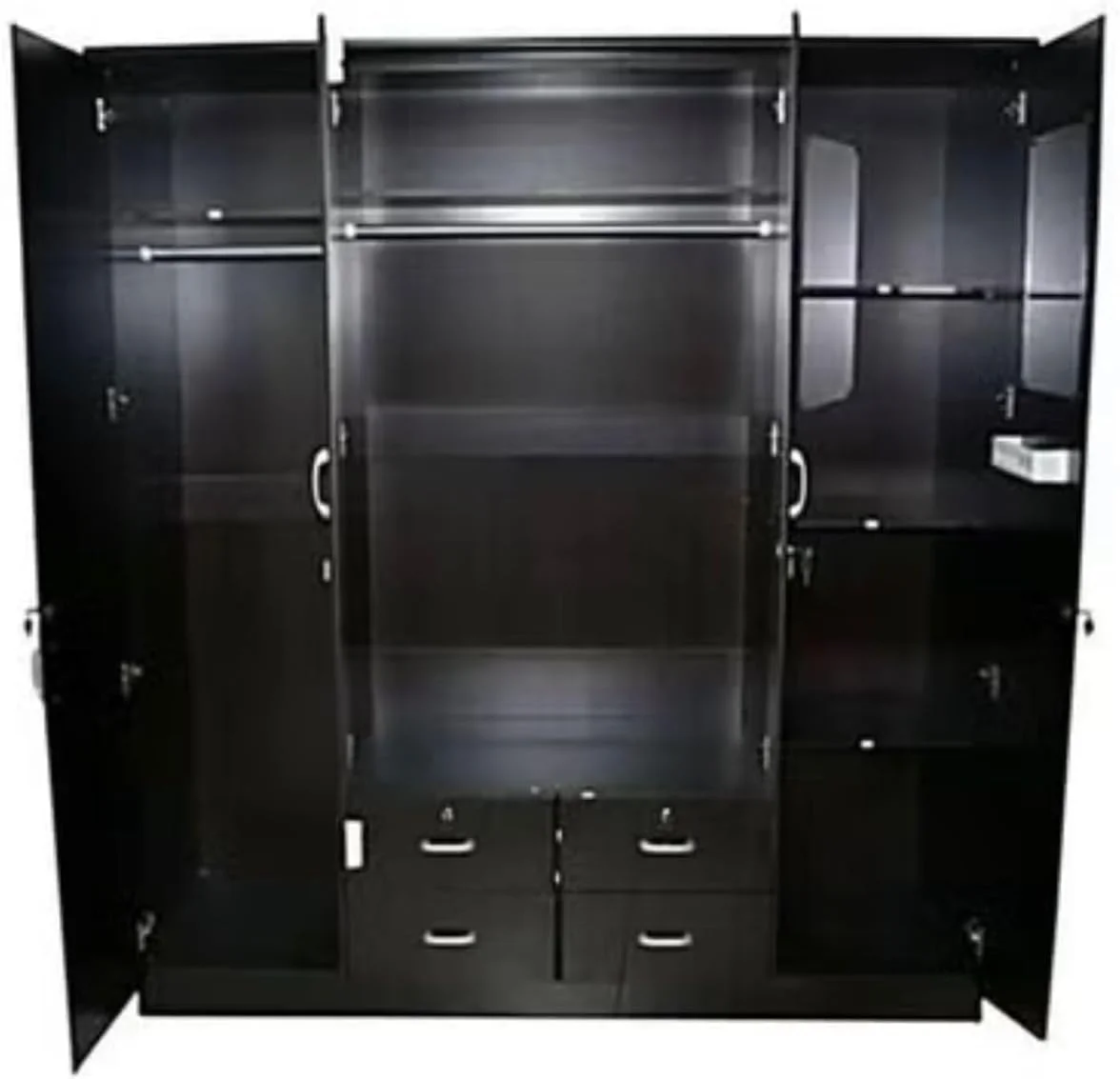 Furniture4Us کمد لباس چهار درب چوبی نویره، کابینت، ساخت تایلند، قهوه ای تیره - عرض 180 X عمق 52 X ارتفاع 200 سانتی متر