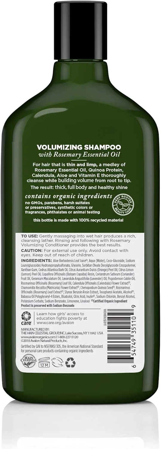 شامپو رزماری حجم دهنده Avalon Organics، 325 میلی لیتر (بسته 2 عددی)