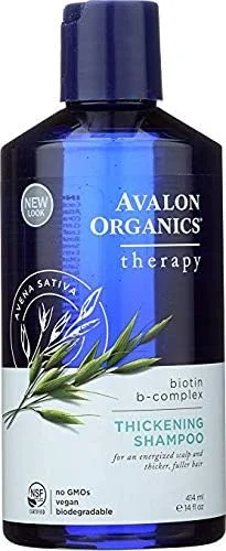 آوالون ارگانیکس، شامپو ضخیم کننده، درمان بیوتین B-Complex، بسته 3 عددی (414 میلی لیتر) مراقبت از مو. موهای قوی و سالم