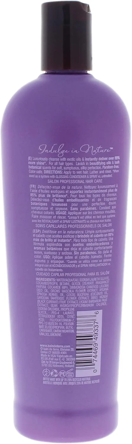 شامپو براق کننده روغن جوجوبا و ارکیده اگزوتیک Bain de terre مناسب برای آقایان و بانوان 400 میلی لیتر