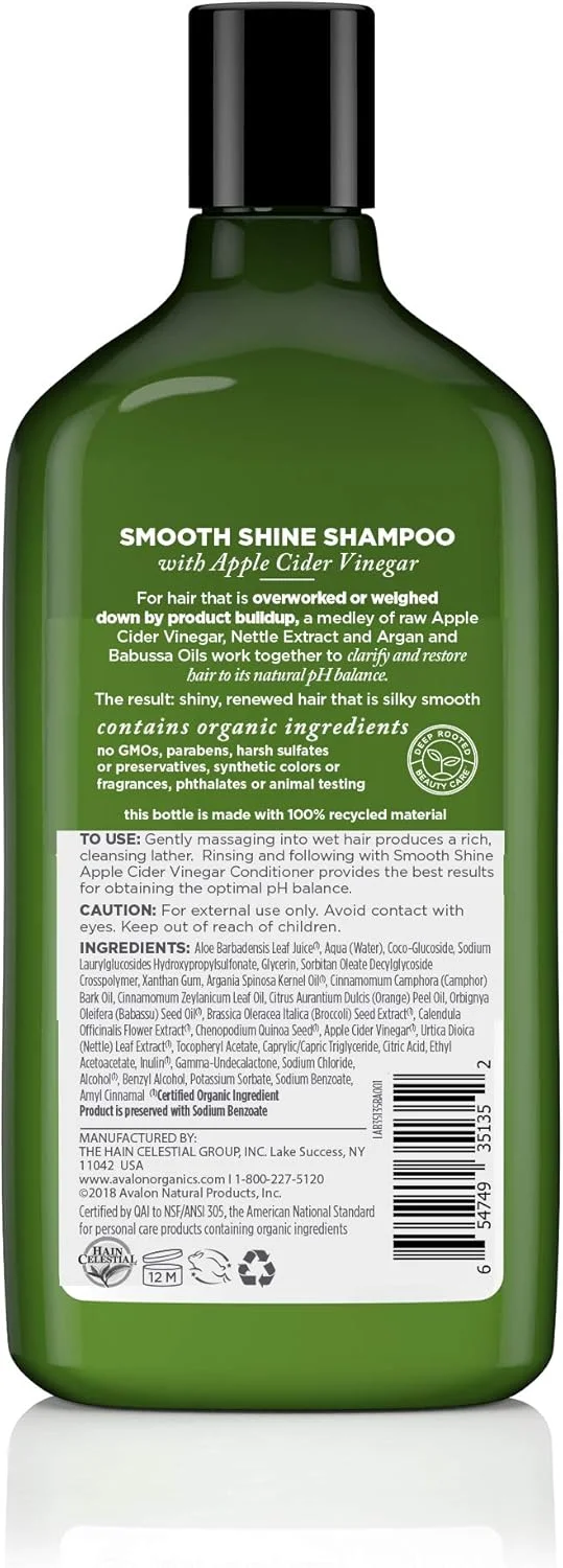 شامپو ارگانیک آوالون، درخشش و لطافت سرکه سیب، 325 میلی لیتر (بسته 6 عددی) شامپو ارگانیک آوالون، درخشش و لطافت سرکه سیب، 325 میلی لیتر (بسته 6 عددی)