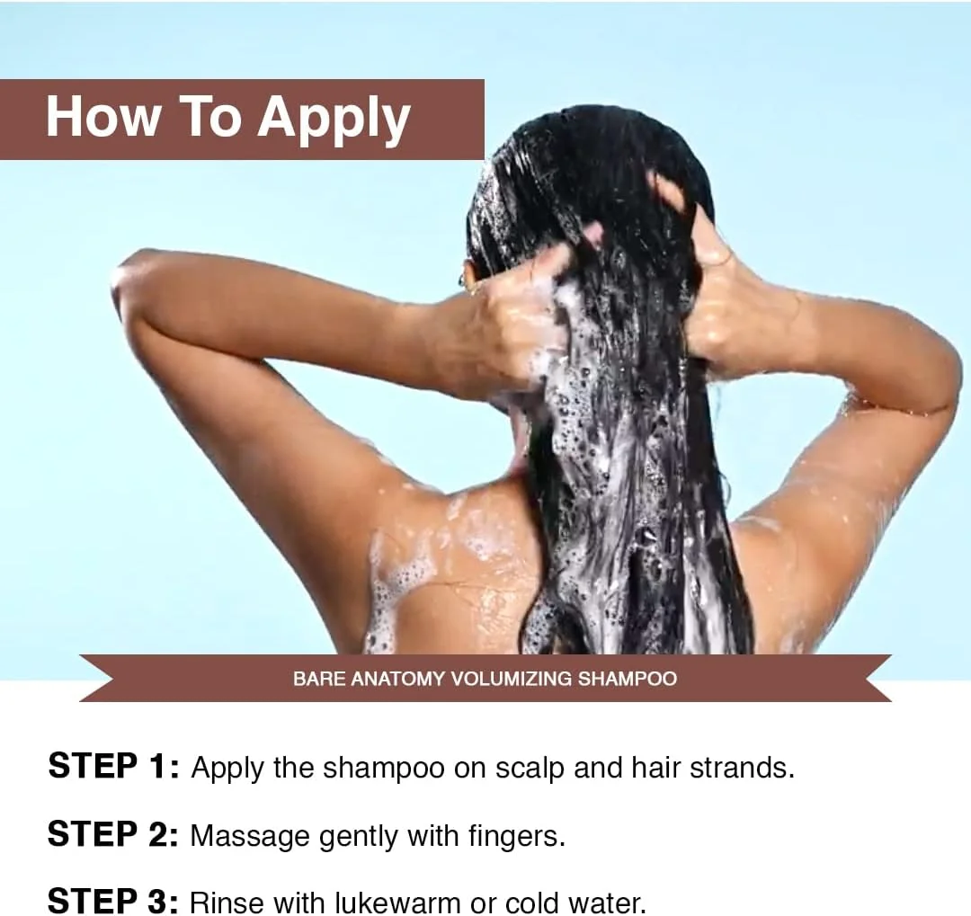 شامپو حجم دهنده مو Bare Anatomy EXPERT | 24 ساعت موهای حجیم | برای موهای ضخیم تر، پرتر و سالم تر | 250 میلی لیتر