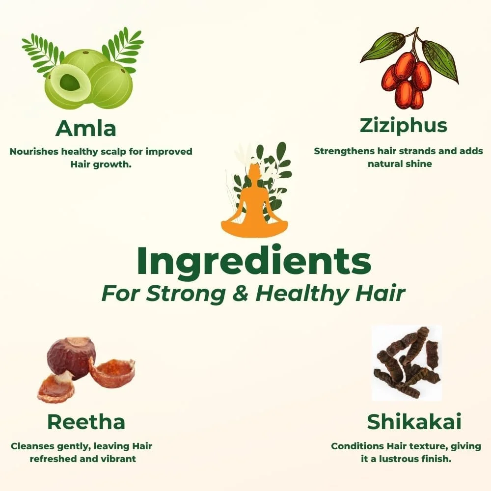 شامپو حجم دهنده مو Cultivator's برای شستشوی مو با پودر آملا، ریتا و شیکاکای | شامپو خشک | دارای گواهی ارگانیک | پاک کننده مو | 100% گیاهان طبیعی هندی برای رشد مو - 250 میلی لیتر